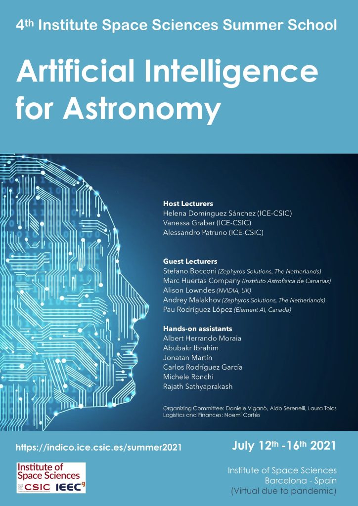 ICE-CSIC Artificial Intelligence for Astronomy summer-school poster, July 2021